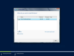 Windows Server 2012 Drive Selection Screen