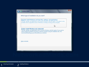Windows Server 2012 Type of Installation Screen